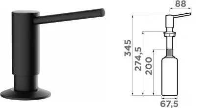 Встраиваемый дозатор для моющего средства «Omoikiri» OM-02-GB графит