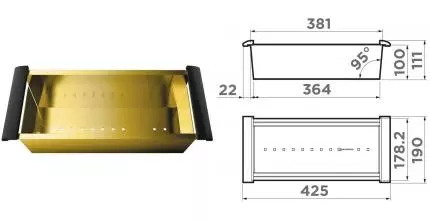 Коландер «Omoikiri» CO-02-PVD-LG на кухонную мойку светлое золото