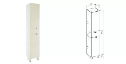 Пенал «Bellezza» Пегас 35 бежевый/белый правый Пенал «Bellezza» Пегас 35 бежевый/белый правый