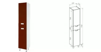 Пенал «Bellezza» Пегас 35 красный/белый левый Пенал «Bellezza» Пегас 35 красный/белый левый