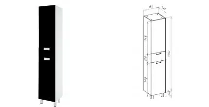 Пенал «Bellezza» Пегас 35 чёрный/белый левый Пенал «Bellezza» Пегас 35 чёрный/белый левый