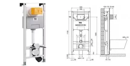 Инсталляция для унитаза «Oli» OLI 120 ECO Sanitarblock pneumatic 879235