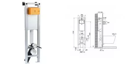 Инсталляция для унитаза угловая «Oli» Quadra Sanitarblock PLUS 141945 пневматическая