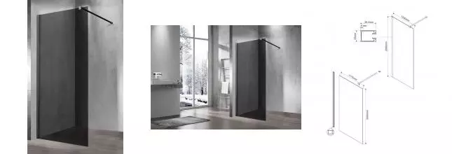 Душевая перегородка «Vincea» Walk-In VSW-1H120CGB 120/200 тонированная/чёрная Душевая перегородка «Vincea» Walk-In VSW-1H120CGB 120/200 тонированная/чёрная