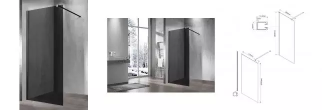 Душевая перегородка «Vincea» Walk-In VSW-1H800CGB 80/200 тонированная/чёрная Душевая перегородка «Vincea» Walk-In VSW-1H800CGB 80/200 тонированная/чёрная