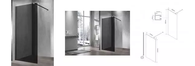 Душевая перегородка «Vincea» Walk-In VSW-1H900CGB 90/200 тонированная/чёрная Душевая перегородка «Vincea» Walk-In VSW-1H900CGB 90/200 тонированная/чёрная