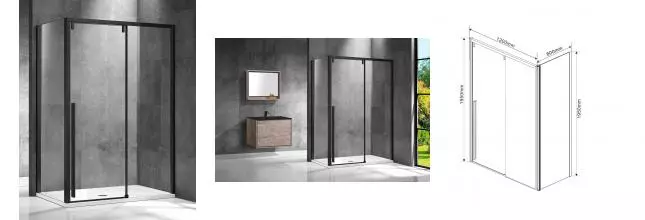 Душевой угол-ограждение «Vincea» Lugano VSR-1L8012CLB-1 120/80 прозрачный/чёрный прямоугольный без поддона универсальный Душевой угол-ограждение «Vincea» Lugano VSR-1L8012CLB-1 120/80 прозрачный/чёрный прямоугольный без поддона универсальный