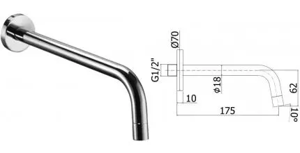 Излив к смесителю «Paffoni» Light ZBOC045CR 17,8 хром