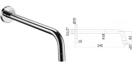 Излив к смесителю «Paffoni» Light ZBOC046CR 24,8 хром Излив к смесителю «Paffoni» Light ZBOC046CR 24,8 хром