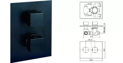 Смеситель для душа «Paffoni» Level LEQ519NO/M с термостатом чёрный матовый