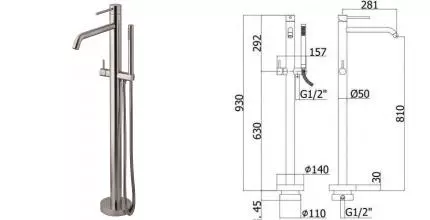 Напольный смеситель для ванны «Paffoni» Light LIG032ST сталь