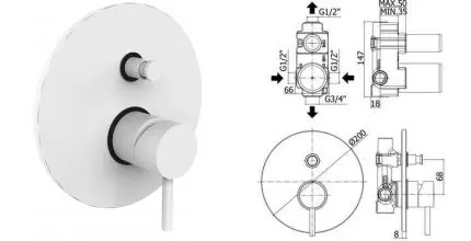 Смеситель для душа «Paffoni» Light LIG015BO белый матовый