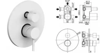 Смеситель для душа «Paffoni» Light LIG019BO белый матовый