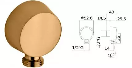 Подключение для душевого шланга «Paffoni» ZACC130HG медовое золото
