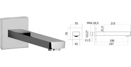 Излив к смесителю «Paffoni» ZBOC111CR 21,5 хром