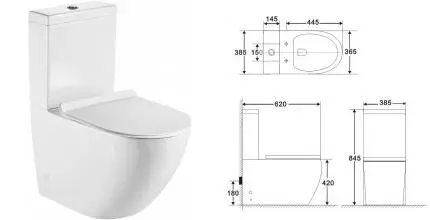 Унитаз компакт безободковый «Belbagno» Amanda BB051CPR/BB051T белый (BB2111SC) с сиденьем дюропласт с микролифтом