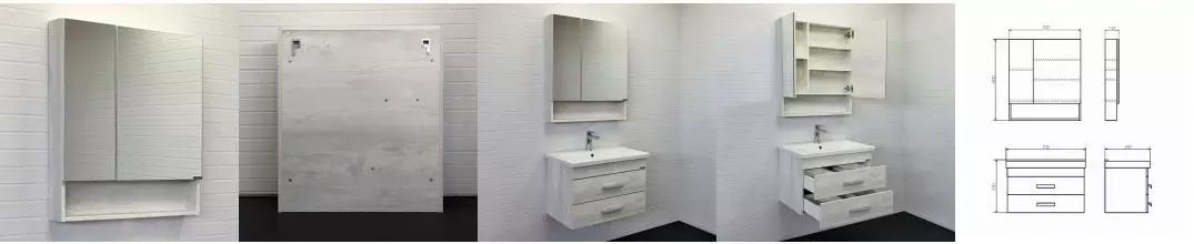 Зеркальный шкаф «Comforty» Никосия 70 без света дуб белый