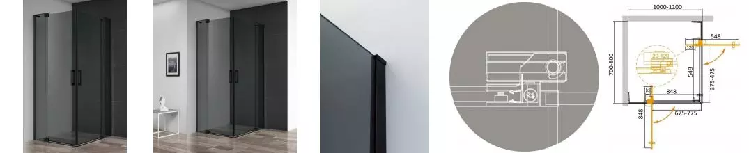 Душевой угол-ограждение «Cezares» SLIDER-AH-2-70/80-100/110-GRIGIO-NERO 110/80 тонированный/чёрный прямоугольный без поддона универсальный Душевой угол-ограждение «Cezares» SLIDER-AH-2-70/80-100/110-GRIGIO-NERO 110/80 тонированный/чёрный прямоугольный без поддона универсальный