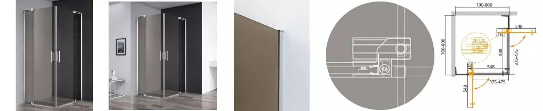 Душевой угол-ограждение «Cezares» SLIDER-A-2-70/80-BR-Cr 80/80 бронза/хром квадратный без поддона Душевой угол-ограждение «Cezares» SLIDER-A-2-70/80-BR-Cr 80/80 бронза/хром квадратный без поддона