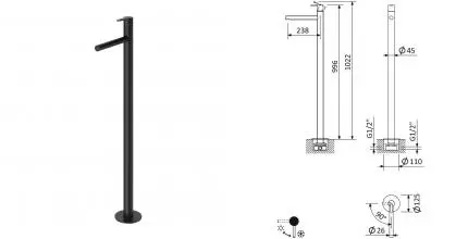 Смеситель для раковины «Cezares» LEAF-TVP-NOP чёрный матовый