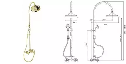 Душевая система «Cezares» LORD-CD-30-03/24-Bi золото Душевая система «Cezares» LORD-CD-30-03/24-Bi золото
