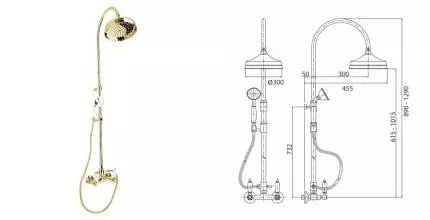 Душевая система «Cezares» FIRST-CD-30-03/24-Bi золото