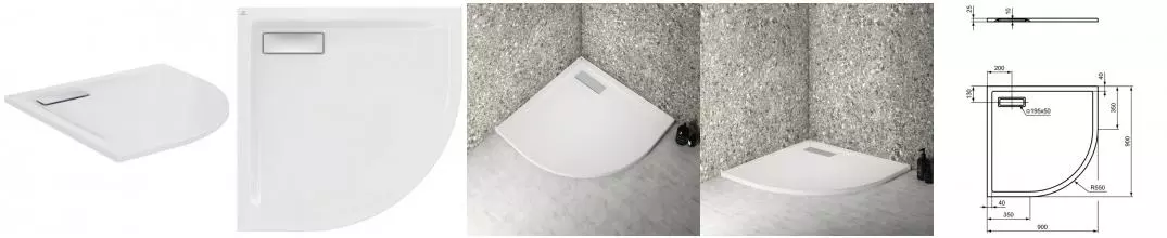 Душевой поддон «Ideal Standard» UltraFlat New T449201 90/90 тонкий акриловый четверть круга белый глянцевый без сифона Душевой поддон «Ideal Standard» UltraFlat New T449201 90/90 тонкий акриловый четверть круга белый глянцевый без сифона