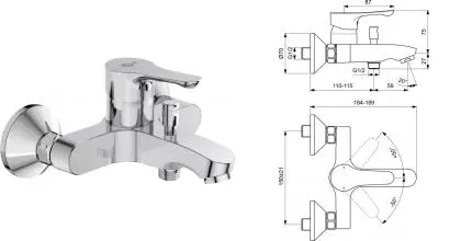 Смеситель для ванны «Ideal Standard» Dot 2.0 BC326AA хром