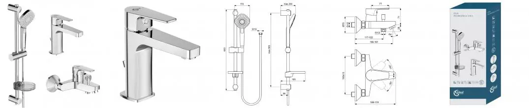 Комплект смесителей «Ideal Standard» Esla BC264AA с донным клапаном хром