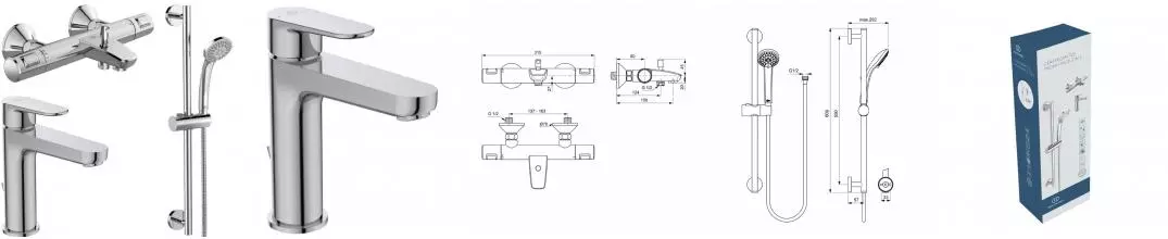 Комплект смесителей «Ideal Standard» Ceratherm T25 BC984AA с донным клапаном хром