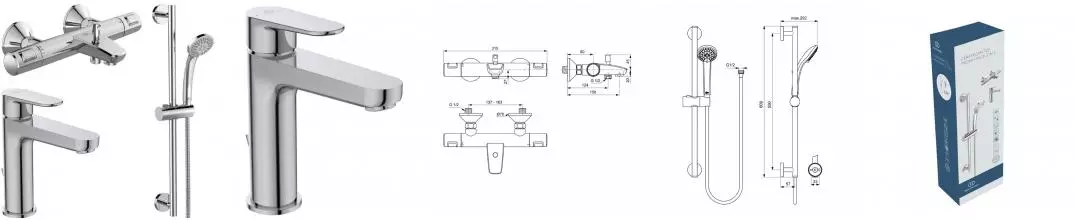 Комплект смесителей «Ideal Standard» Ceratherm T25 BC984AA с донным клапаном хром Комплект смесителей «Ideal Standard» Ceratherm T25 BC984AA с донным клапаном хром