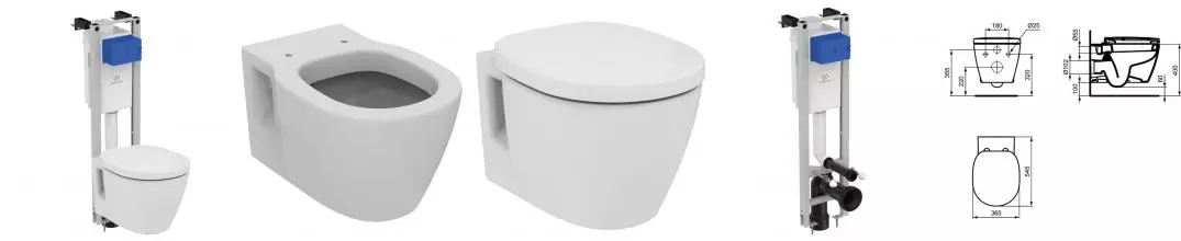 Комплект инсталляция с унитазом «Ideal Standard» Prosys Connect W220101 белый Комплект инсталляция с унитазом «Ideal Standard» Prosys Connect W220101 белый