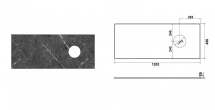 Мебельная столешница «Runo» Каппа 120 на тумбы Лира/Орион 60 (Caspia 60 Oval/ Square) МДФ чёрный мрамор
