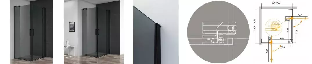 Душевой угол-ограждение «Cezares» SLIDER-AH-2-80/90-100/110-GRIGIO-NERO 110/90 тонированный/чёрный прямоугольный без поддона универсальный Душевой угол-ограждение «Cezares» SLIDER-AH-2-80/90-100/110-GRIGIO-NERO 110/90 тонированный/чёрный прямоугольный без поддона универсальный