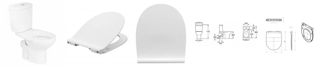Унитаз компакт «Roca» Mitos 734Q39A000 (801392002) белый с сиденьем дюропласт с микролифтом белое