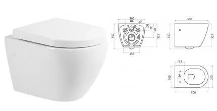 Подвесной унитаз безободковый «Belbagno» Sfera-R BB513CH белый (BB105SC) с сиденьем дюропласт с микролифтом