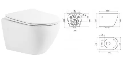 Подвесной унитаз безободковый «Belbagno» Sfera-R BB513CH белый (BB070SC) с сиденьем дюропласт с микролифтом