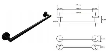 Полотенцедержатель «Bemeta» Graphit 156204022 на стену графит
