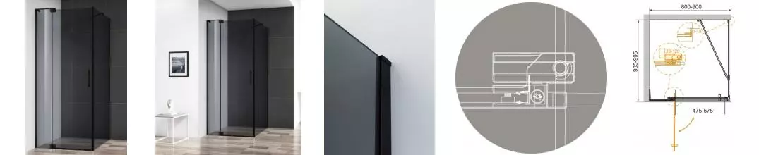 Душевой угол-ограждение «Cezares» SLIDER-AH-1-100-80/90-GRIGIO-NERO 90/100 тонированный/чёрный прямоугольный без поддона универсальный Душевой угол-ограждение «Cezares» SLIDER-AH-1-100-80/90-GRIGIO-NERO 90/100 тонированный/чёрный прямоугольный без поддона универсальный