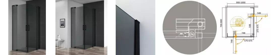 Душевой угол-ограждение «Cezares» SLIDER-AH-2-70/80-90/100-GRIGIO-NERO 100/80 тонированный/чёрный прямоугольный без поддона универсальный Душевой угол-ограждение «Cezares» SLIDER-AH-2-70/80-90/100-GRIGIO-NERO 100/80 тонированный/чёрный прямоугольный без поддона универсальный