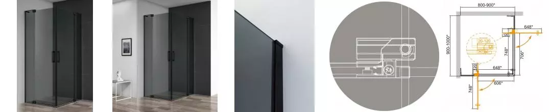 Душевой угол-ограждение «Cezares» SLIDER-AH-2-80/90-90/100-GRIGIO-NERO 100/90 тонированный/чёрный прямоугольный без поддона универсальный Душевой угол-ограждение «Cezares» SLIDER-AH-2-80/90-90/100-GRIGIO-NERO 100/90 тонированный/чёрный прямоугольный без поддона универсальный