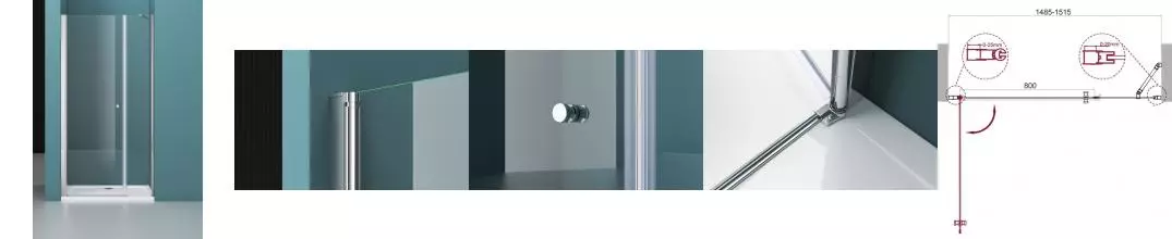 Душевая дверь «Belbagno» ETNA-B-11-60+90-C-Cr 150/195 прозрачная/хром универсальная