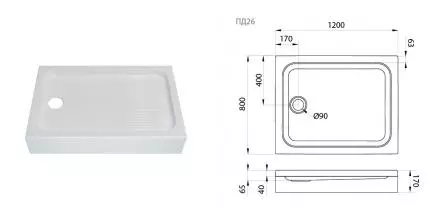Душевой поддон «Triton» ПД26 низкий акриловый прямоугольный Душевой поддон «Triton» ПД26 низкий акриловый прямоугольный