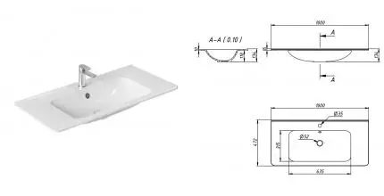 Раковина «Vincea» 100/47 VCB-2VP100W литьевой мрамор белая