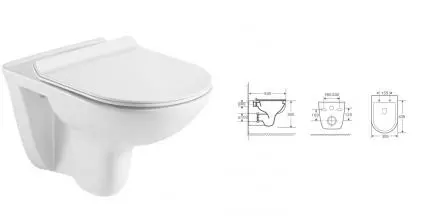 Подвесной унитаз безободковый «Azario» Pavia AZ-2142 белый с сиденьем дюропласт с микролифтом белое