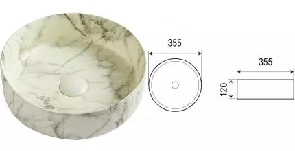 Раковина «Azario» 35/35 AZ-3134 ST фарфоровая мраморная
