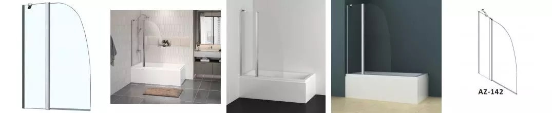 Шторка на ванну стеклянная «Azario» Boston 142 100/140 прозрачная универсальная