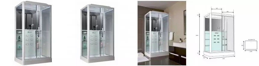 Душевая кабина «Loranto» Selak CS 127 120/90 низкий поддон прозрачная/белая с гидромассажем с электрикой правая