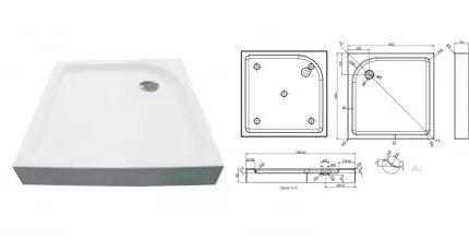 Душевой поддон «Azario» P110 R/L 100/100 средний акриловый квадратный белый с сифоном