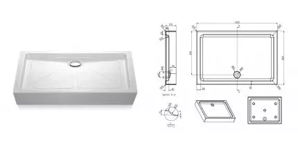 Душевой поддон «Azario» P1812 R/L 120/80 средний акриловый прямоугольный белый с сифоном